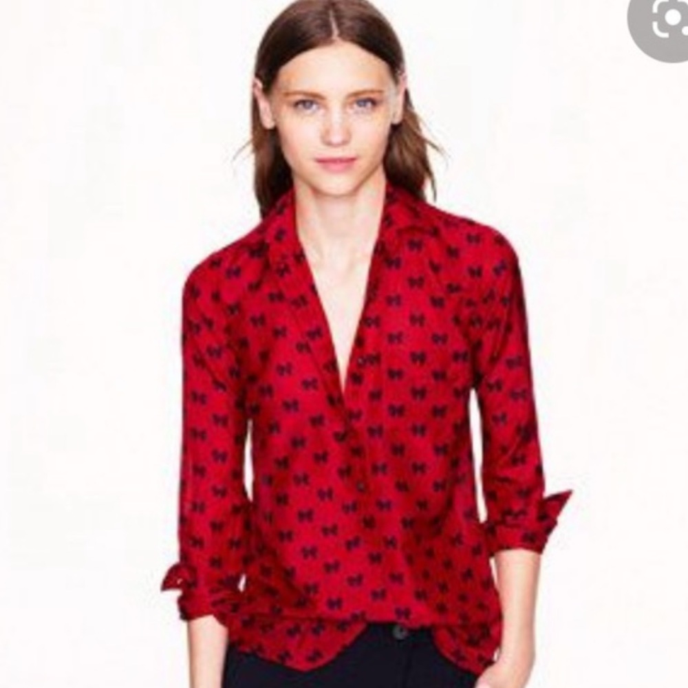 J crew Red popover blouse